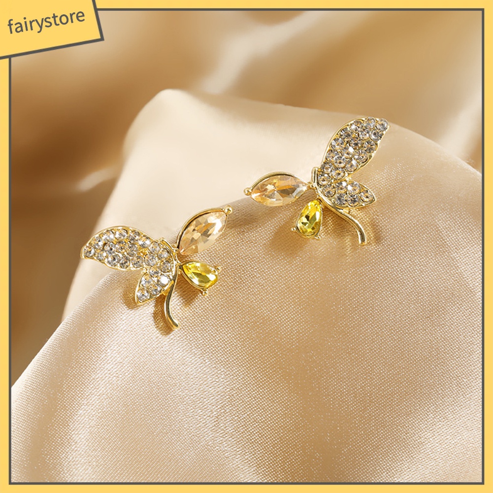 Bông Tai Hình Bướm Đính Đá Ngọt Ngào Thời Trang Dành Cho Nữ