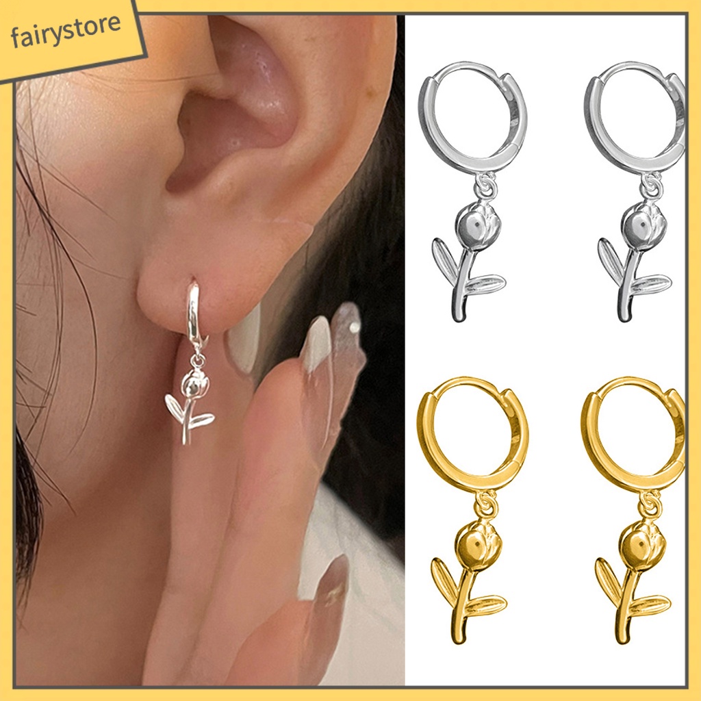 1 Khuyên Tai Vòng Hình Học Thả Mạ Điện Bóng Cao Trang Trí Sang Trọng Quyến Rũ Không Gây Dị Ứng