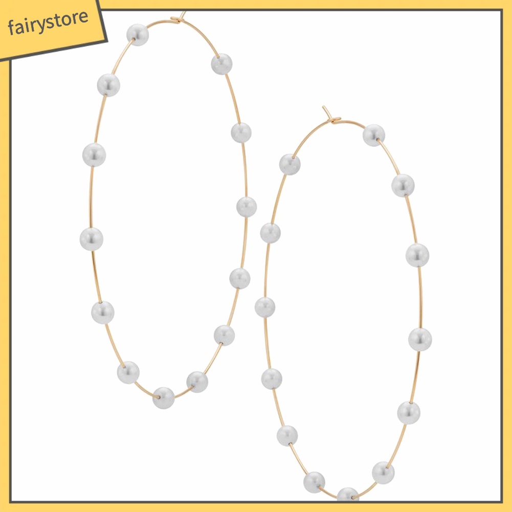 Đôi Khuyên Tai Tròn Gắn Hạt Ngọc Trai Giả Thời Trang Cho Nữ