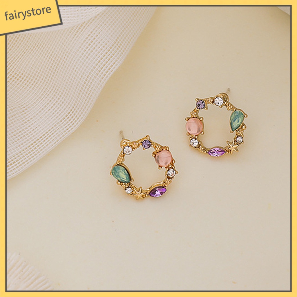 1 Đôi Bông Tai Hình Học Bằng Hợp Kim Đính Đá Tinh Xảo Cho Cuộc Sống Hàng Ngày