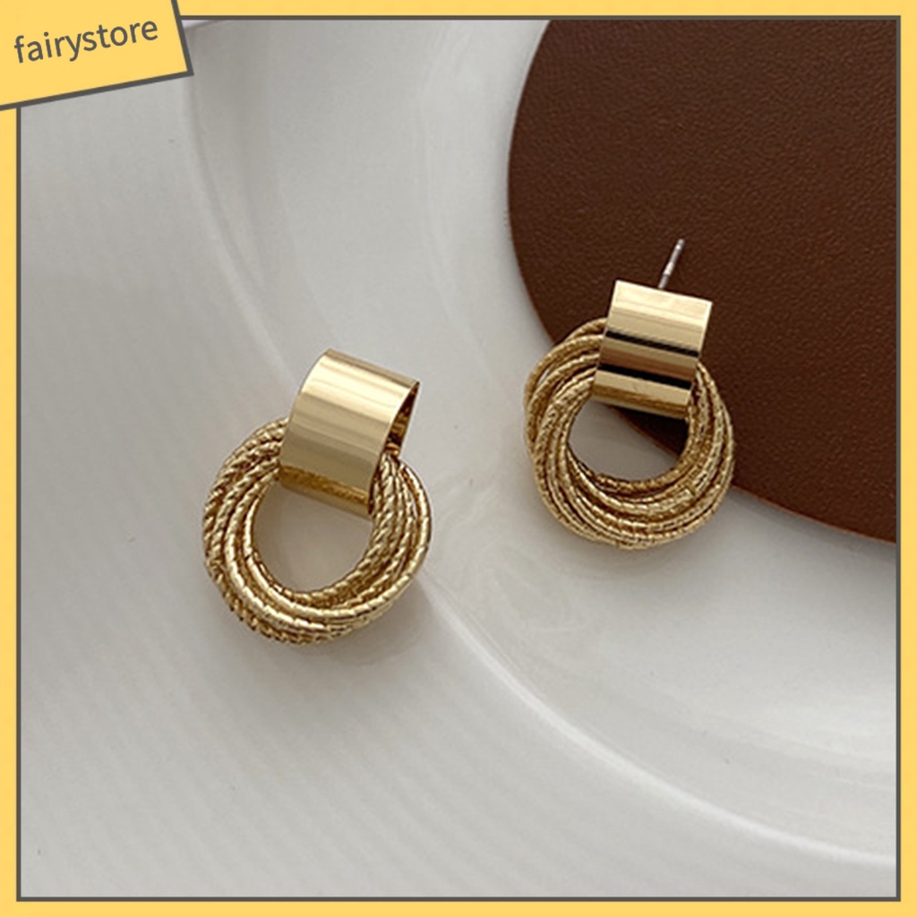 [FRO] 1 Cặp Bông Tai Nhiều Vòng Tròn Nhỏ Dễ Phối Đồ Trang Sức Nhẹ Nhàng