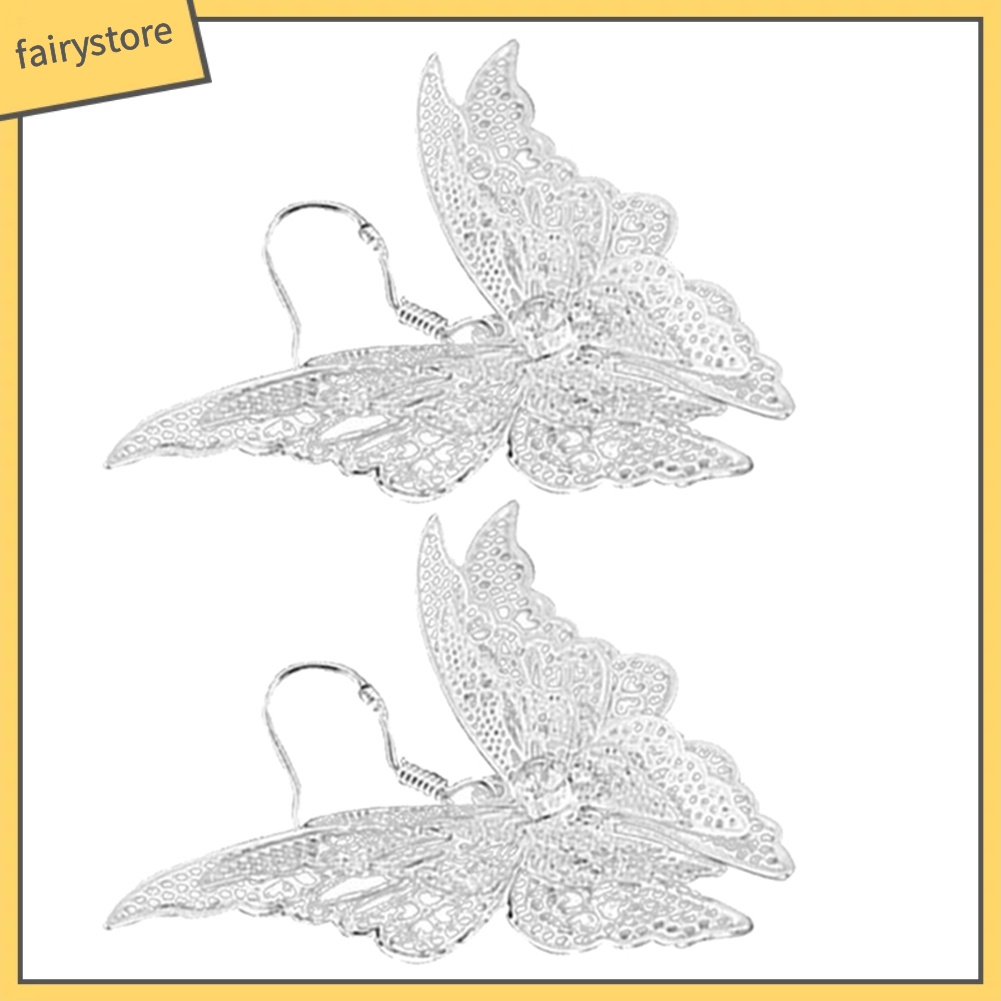 Bông Tai Hình Bướm Rỗng Đính Đá Zircon Phong Cách Vintage Dành Cho Nữ