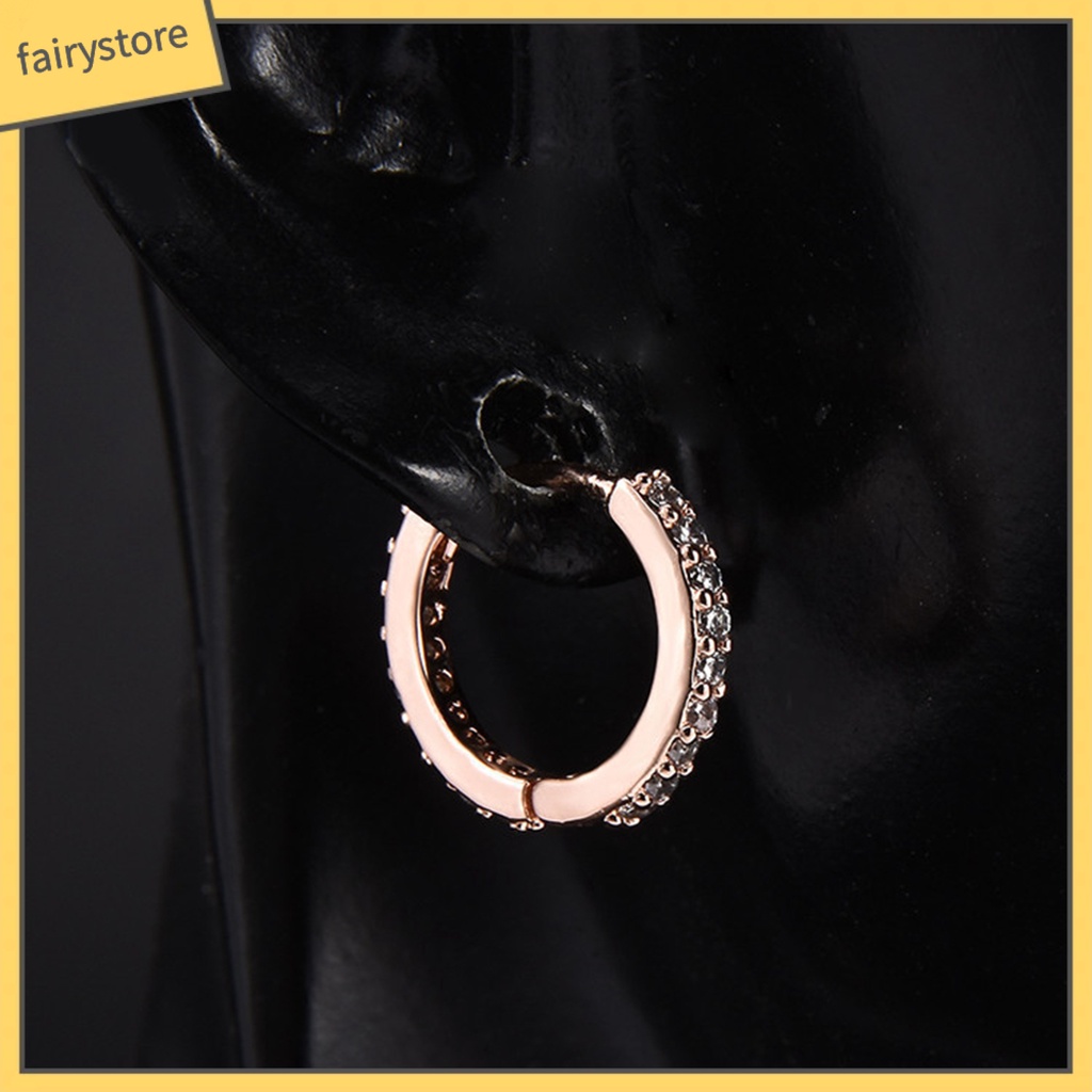 Khuyên Tai Tròn Đính Đá Mini Đơn Giản Dành Cho Nữ