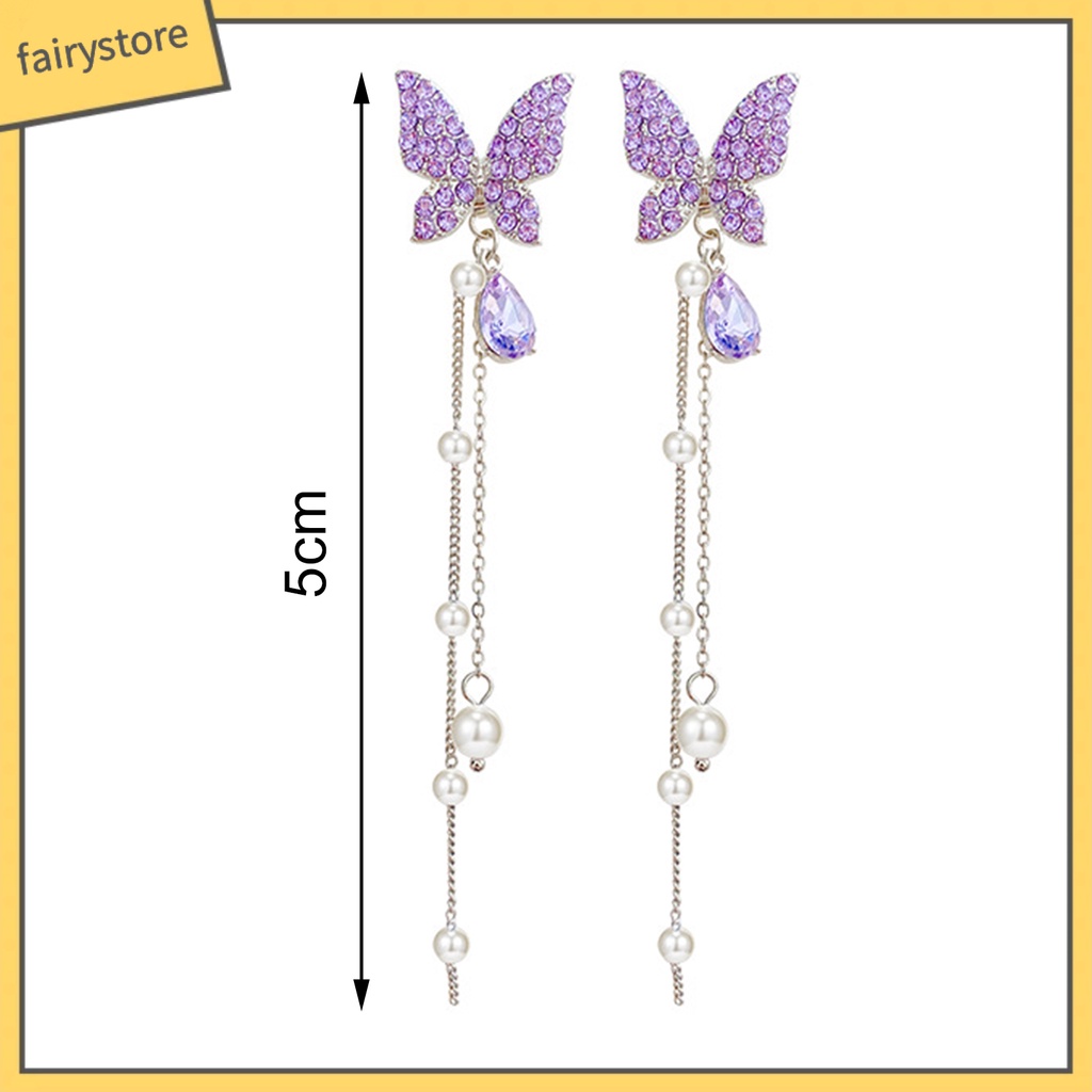 1 Đôi Bông Tai Dáng Dài Đính Đá Thời Trang Dự Tiệc