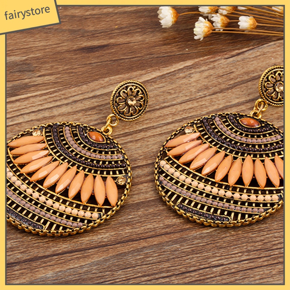 Đôi Khuyên Tai Dài Bản Tròn Kiều Boho Thời Trang Cho Nữ