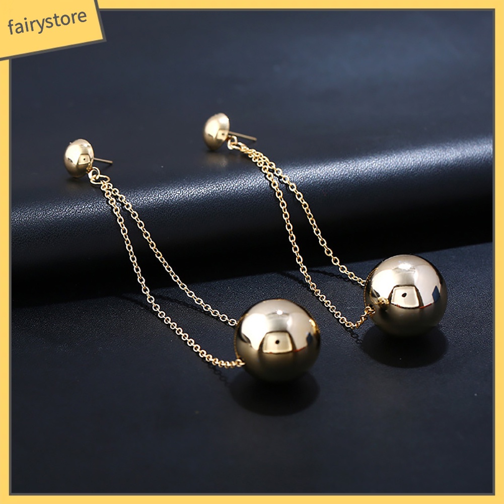 Bông Tai Dáng Dài Đính Bóng Tròn Đơn Giản Thời Trang Cho Nữ