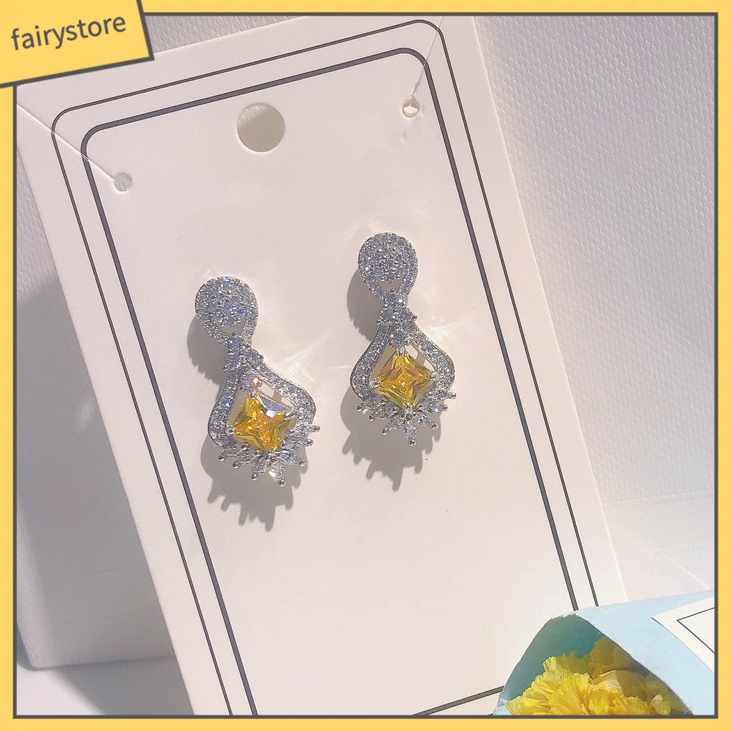 1 Đôi Bông Tai Hình Học Đính Đá Lấp Lánh Dành Cho Nữ