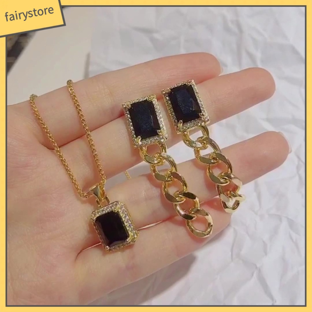 [FRO] Vòng cổ Mặt Khung Hình Giọt Nước Lấp Lánh Phong Cách Cổ Điển