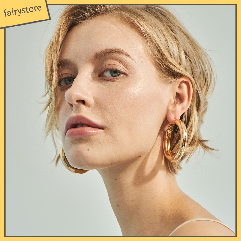 Bông Tai Hình Tròn Lớn Thời Trang Dành Cho Nữ