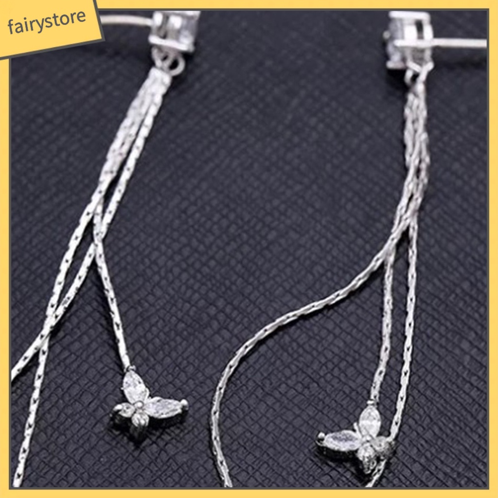 1 Đôi Bông Tai Hình Bướm Đính Đá Lấp Lánh Dành Cho Nữ