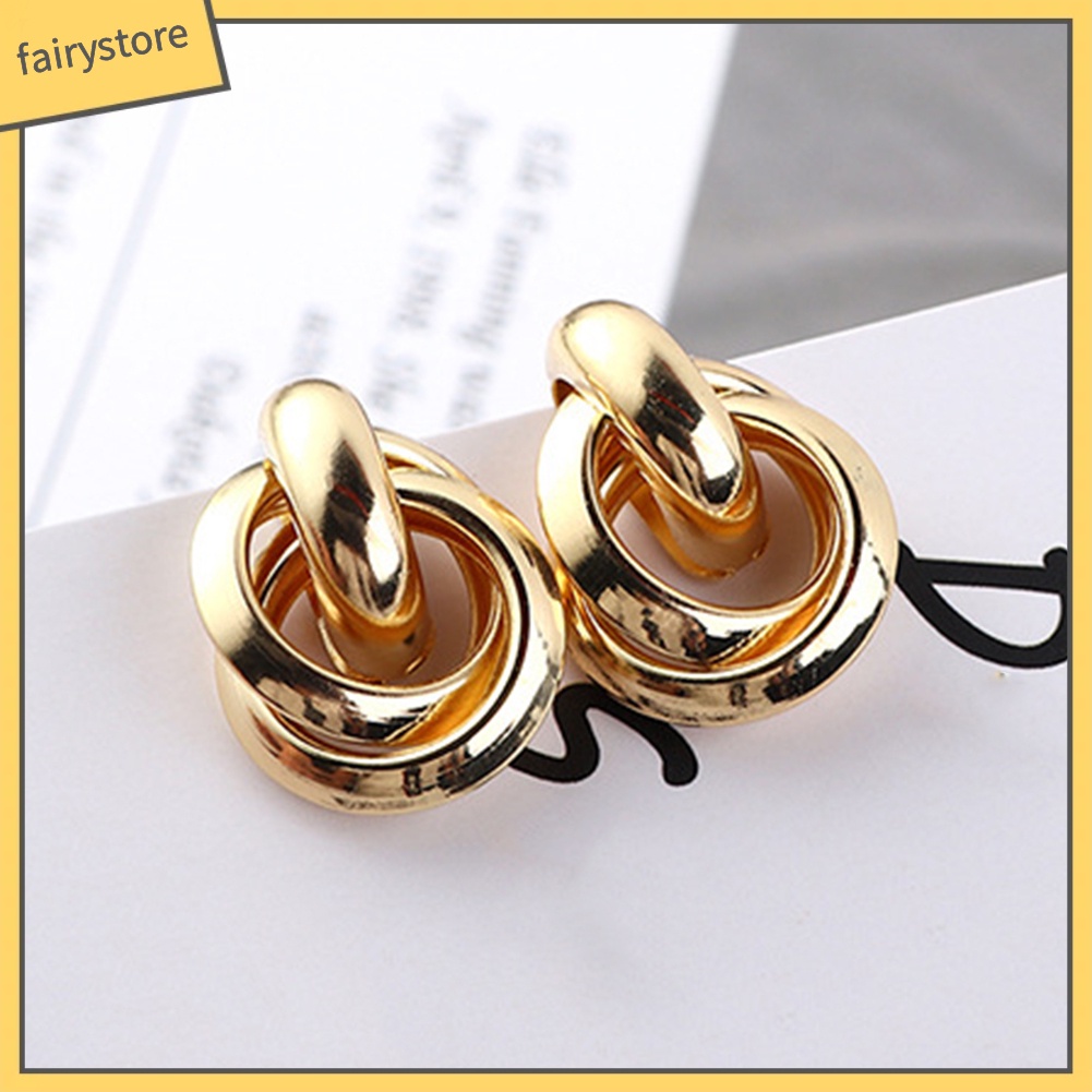 Bông Tai 3 Vòng Hình Chữ Thập Phong Cách Punk Dành Cho Nữ