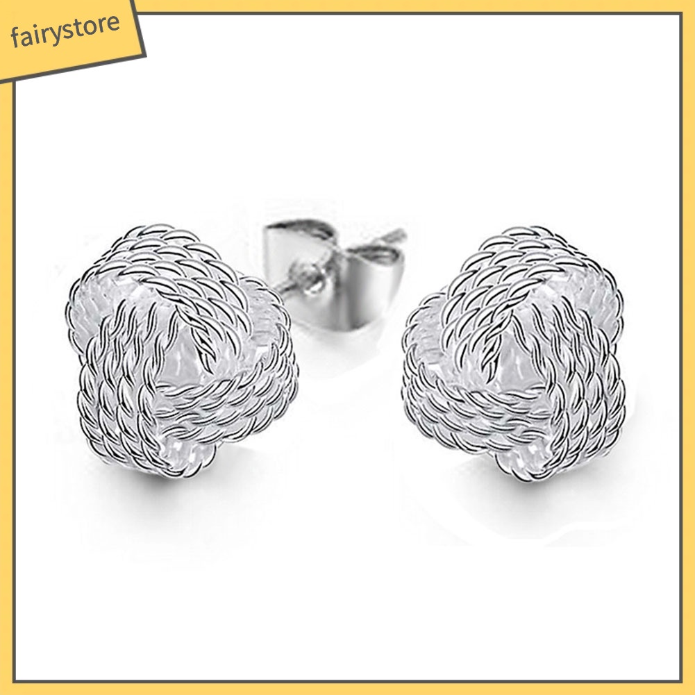 Khuyên Tai Quả Bóng Tròn Thắt Nút Thời Trang Cho Nữ