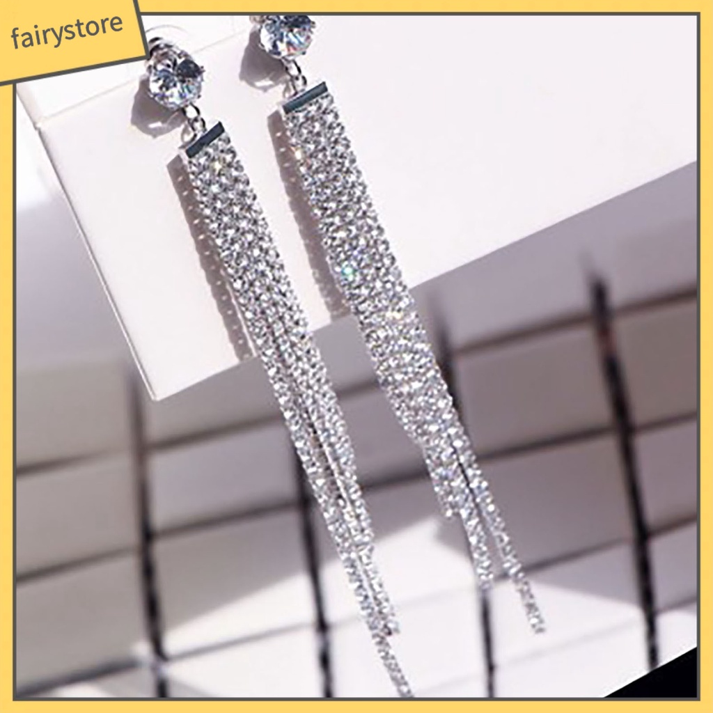 1 Cặp Bông Tai Dáng Dài Đính Pha Lê Phong Cách Boho Thời Trang Cho Nữ