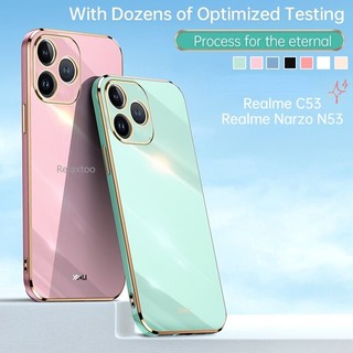 Vỏ siêu mỏng mạ vuông Realme Note50 cho Realme Note 50 C53 C51 RealmeC53 RealmeC51 NFC 4G 5G Cặp đôi thời trang Vỏ điện thoại silicon mềm Vỏ bảo vệ ống kính chống sốc