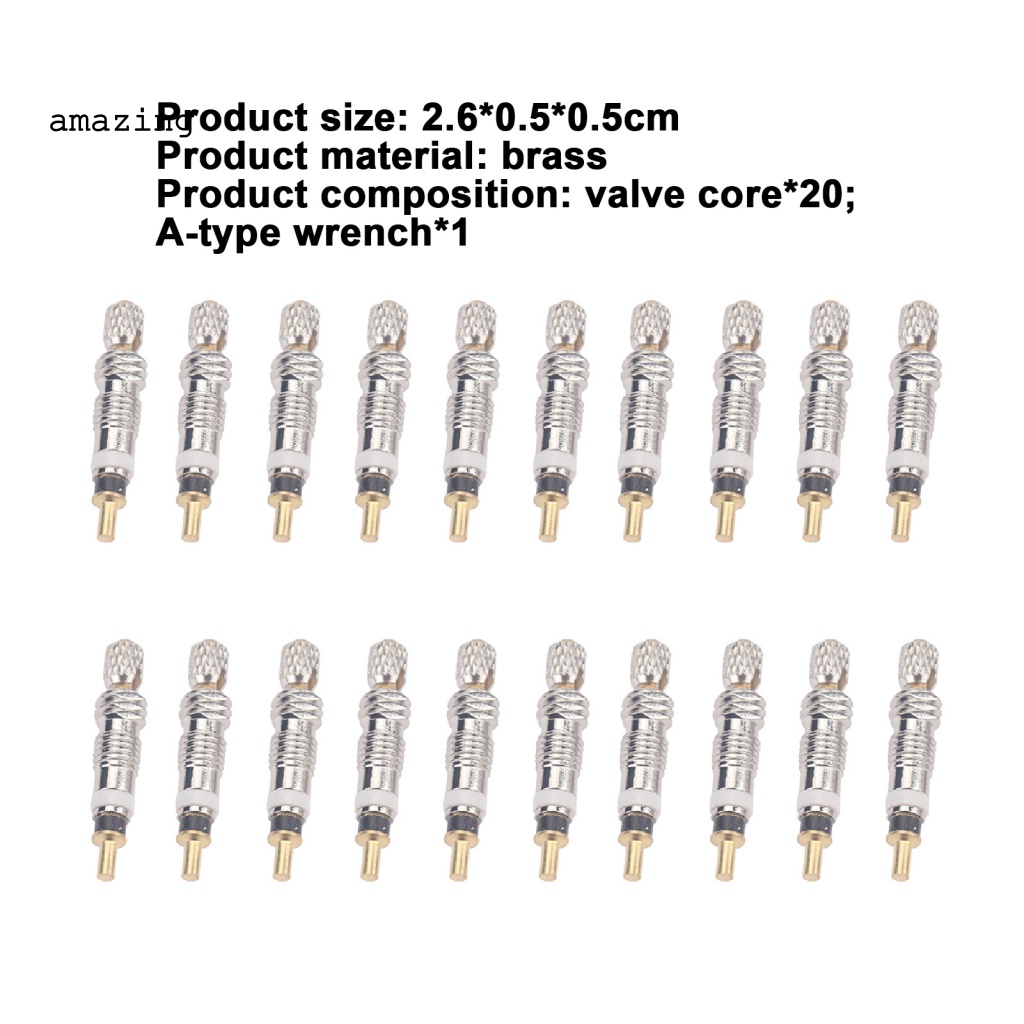 Bộ 20 Lõi Van Kiểu Pháp Chống Rò Rỉ Dễ Lắp Đặt Bằng Đồng Thau Kèm Cờ Lê Tháo Rời Tiện Dụng Cho Xe Đạp Đường Dài