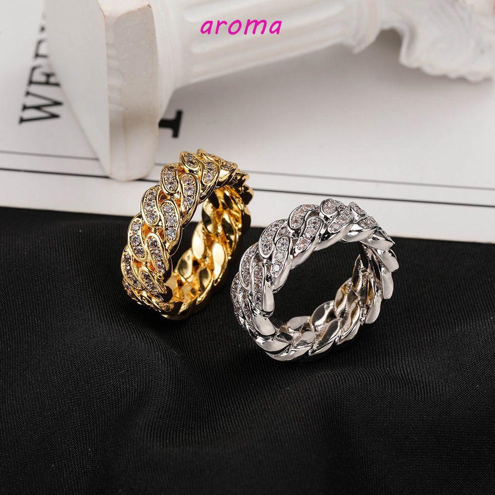 Nhẫn Họa Tiết Hình Học Phối Dây Xích Phong Cách Hip hop Thời Trang Cho Nam Và Nữ|Nhẫn Kim Loại Thời Trang Cá Tính Cho Nam