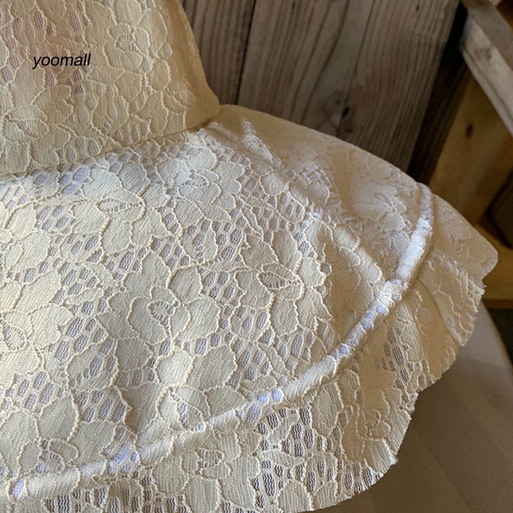 Mũ Rộng Vành Phối Ren Thoáng Khí Chống Tia UV Màu Sắc Ngọt Ngào Dành Cho Nữ