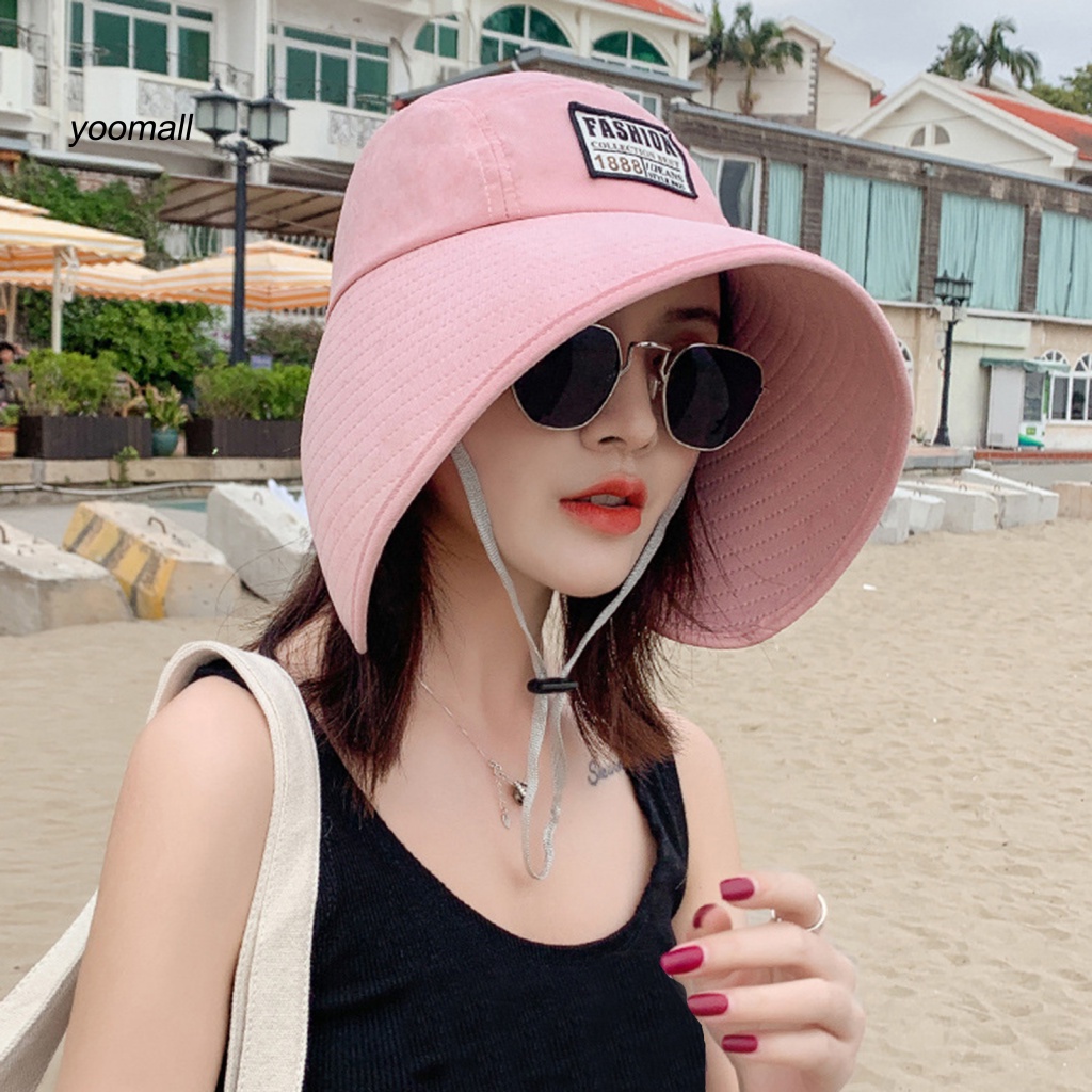 Mũ Rộng Vành Chống Nắng Co Giãn Màu Trơn Thời Trang Mùa Hè Cho Nữ