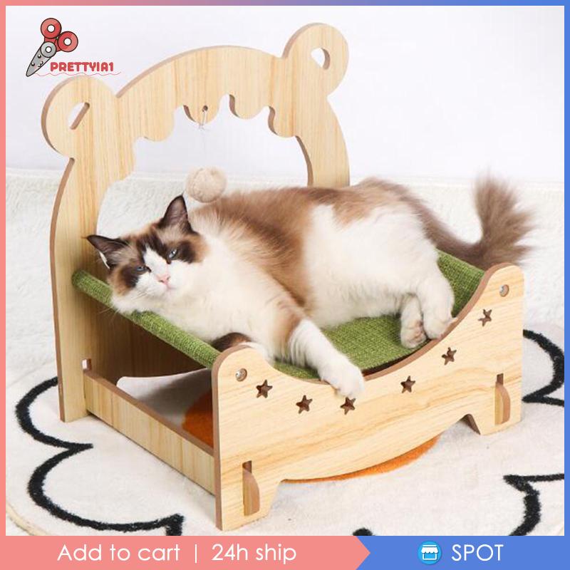 [Prettyia1] Võng Ngủ Bằng Gỗ Cho Thú Cưng Thỏ / Mèo Cưng