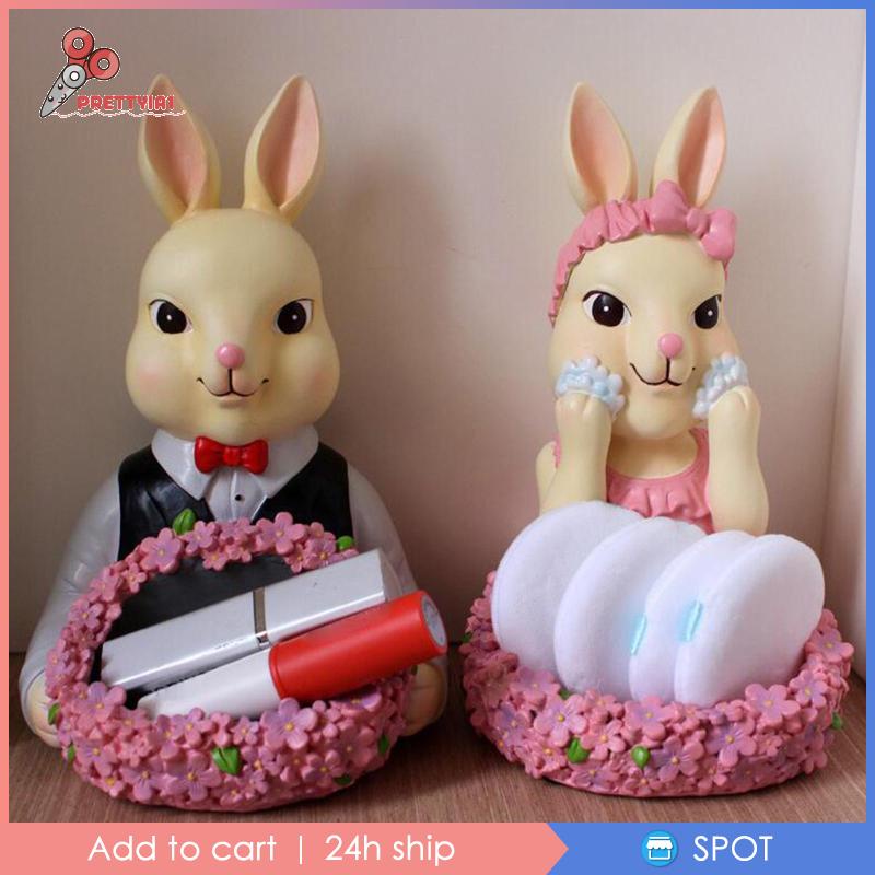 [Prettyia1] Khay Đựng Trang Sức Hình Thỏ Bằng Nhựa Resin Hiện Đại Cho Phòng Khách / Văn Phòng
