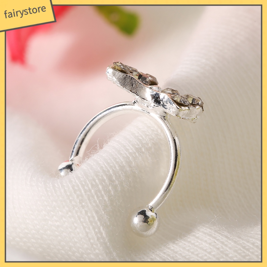 1 Khuyên Kẹp Vành Tai Hình Nơ Đính Đá Pha Lê Bằng Hợp Kim Thời Trang Cho Nữ