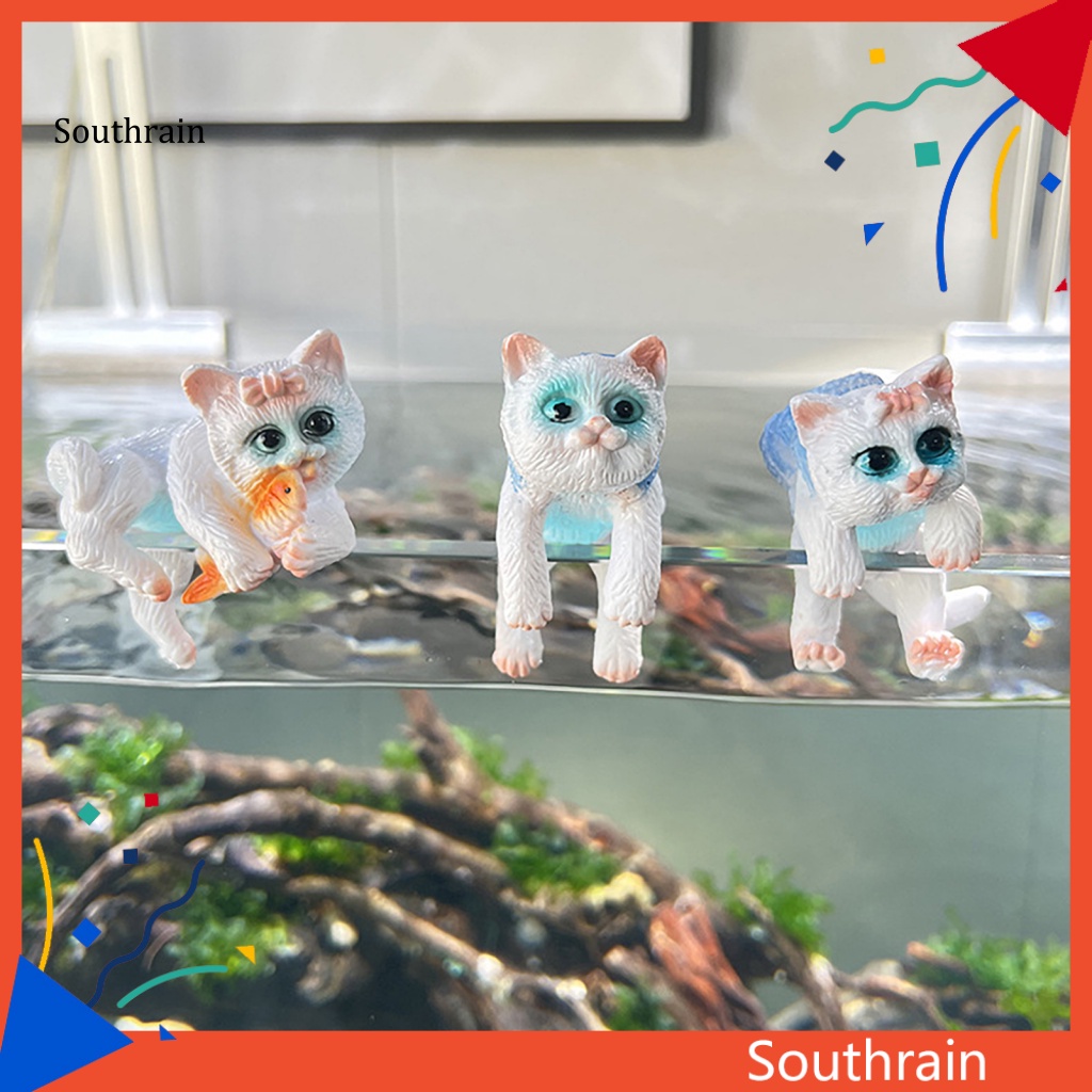Set 3 Phụ Kiện Trang Trí Bể Cá Hình Mèo Hoạt Hình Đáng Yêu