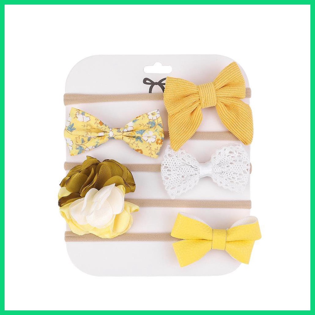 Set 5 Băng Đô Nylon Mềm Co Giãn Cho Bé Gái