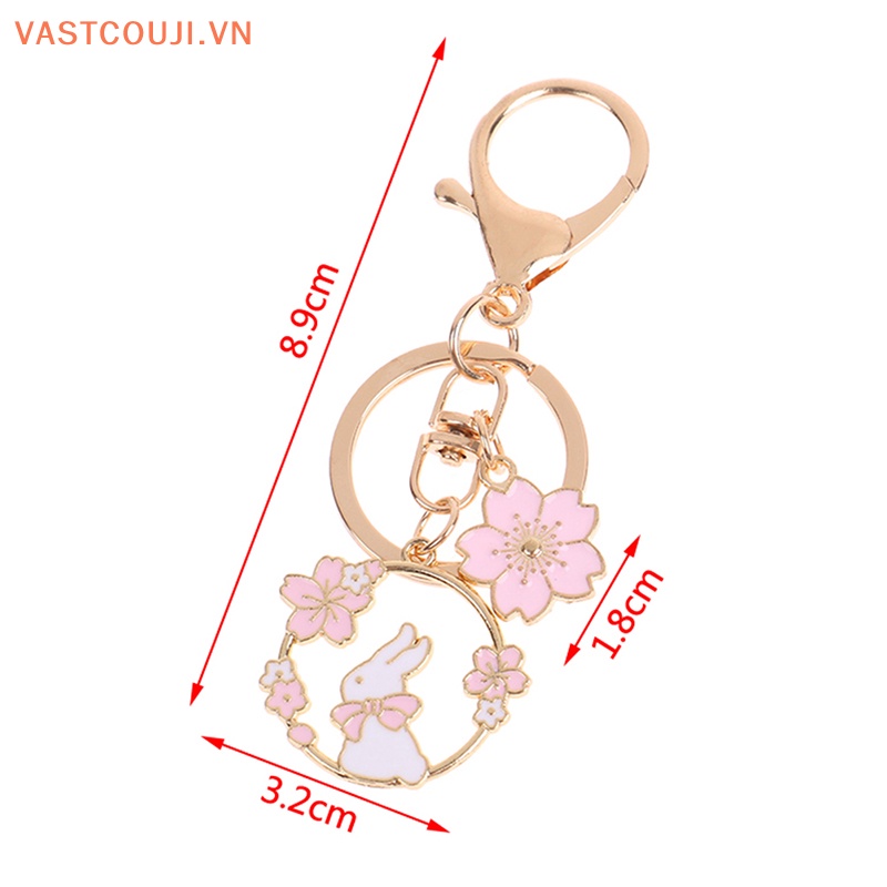 Móc Khóa Hình Thỏ / Mèo / Hoa Tráng Men Dễ Thương Dùng Làm Quà Tặng