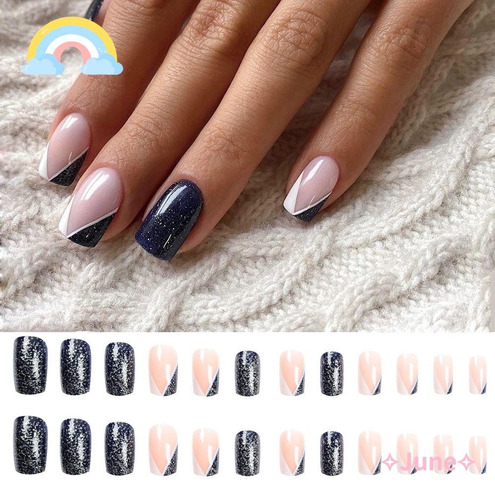 JUNE Bộ 24 Móng Tay Giả Dạng Nhấn DIY