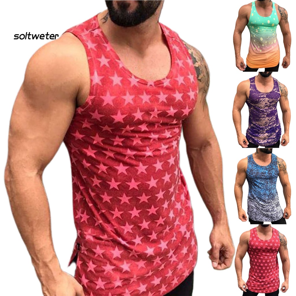 Áo Tank Top Sát Nách Ôm Dáng In Họa Tiết Ngôi Sao Thời Trang Mùa Hè Cho Nam