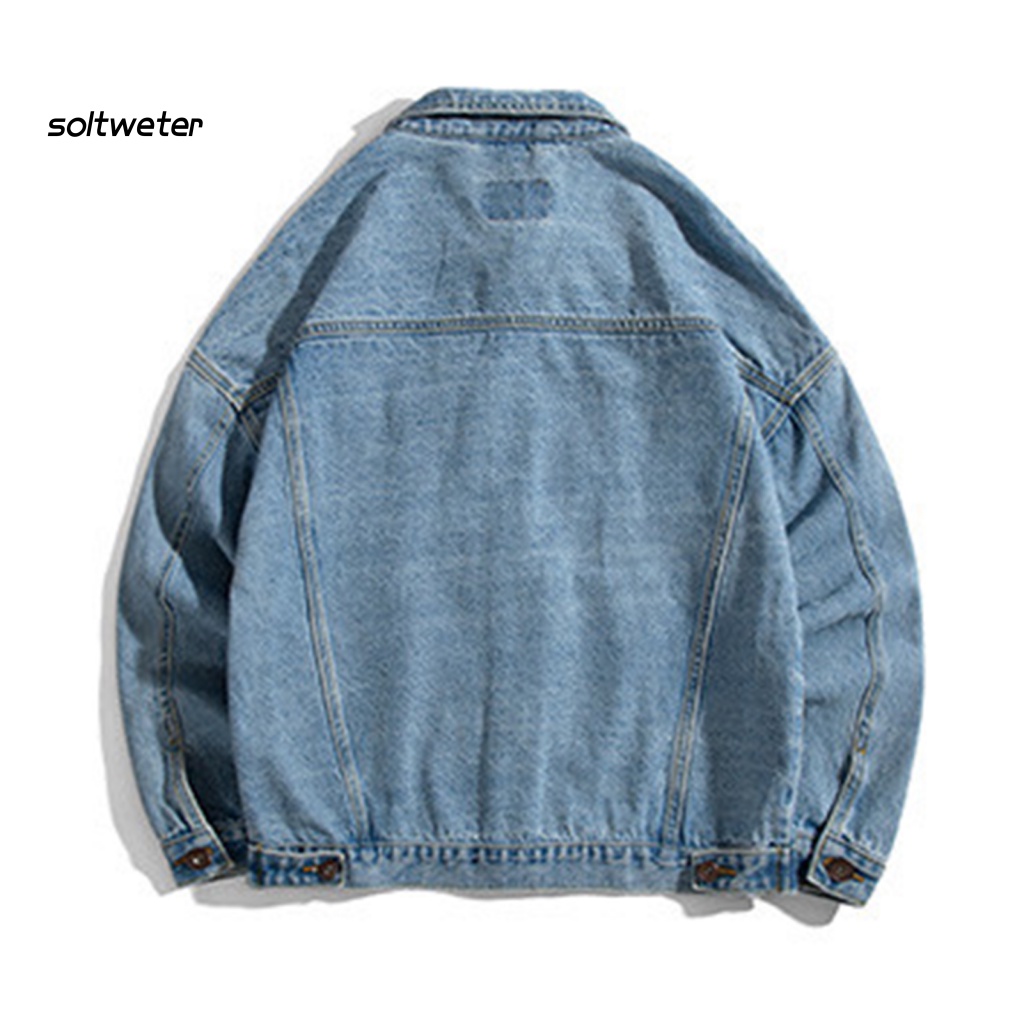 Áo Khoác Jean Có Túi Màu Sắc Đơn Giản Thời Trang Đường Phố Phong Cách Hàn Quốc