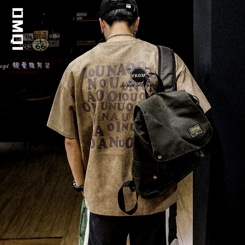 Áo Thun Da Lộn Tay Lỡ Dáng Rộng Phong Cách Retro Mỹ Thời Trang Cho Nam Giới 250g