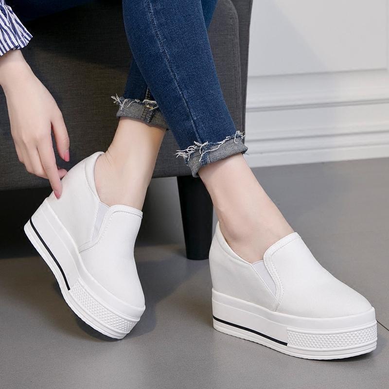 Giày Vải Đế Dày 10CM Mũi Tròn Thời Trang Mùa Hè Hàng Mới Dành Cho Bạn Nữ