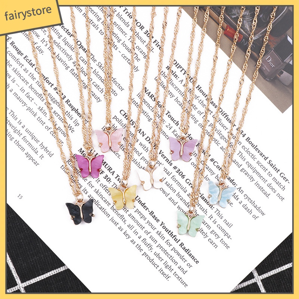 Vòng cổ Mặt Hình Bướm Bằng Acrylic Màu Sắc Ngọt Ngào Cho Nữ