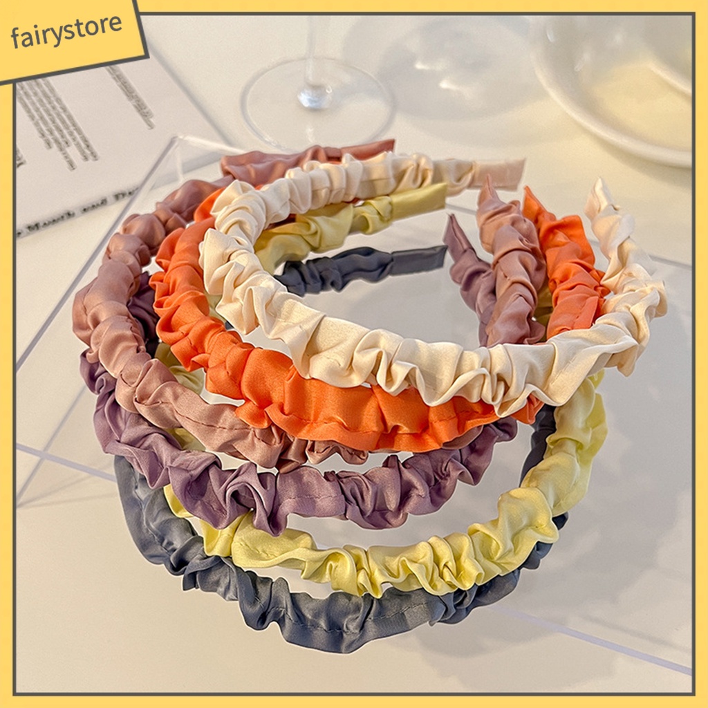 Băng Đô Cài Tóc Bằng Vải Mềm Co Giãn Màu Trơn Dành Cho Nữ