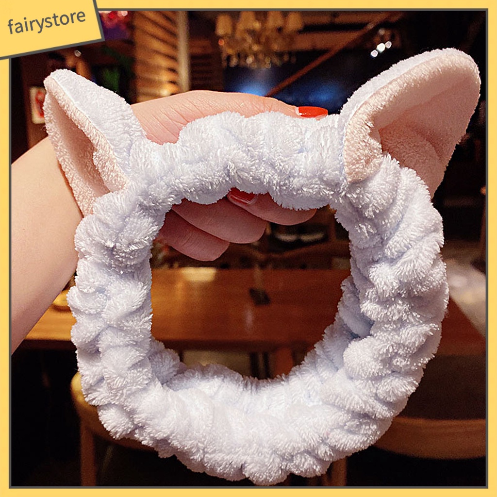 Băng Đô Nhung Mềm Co Giãn Cao Hình Tai Thỏ Dễ Thương Cho Nữ