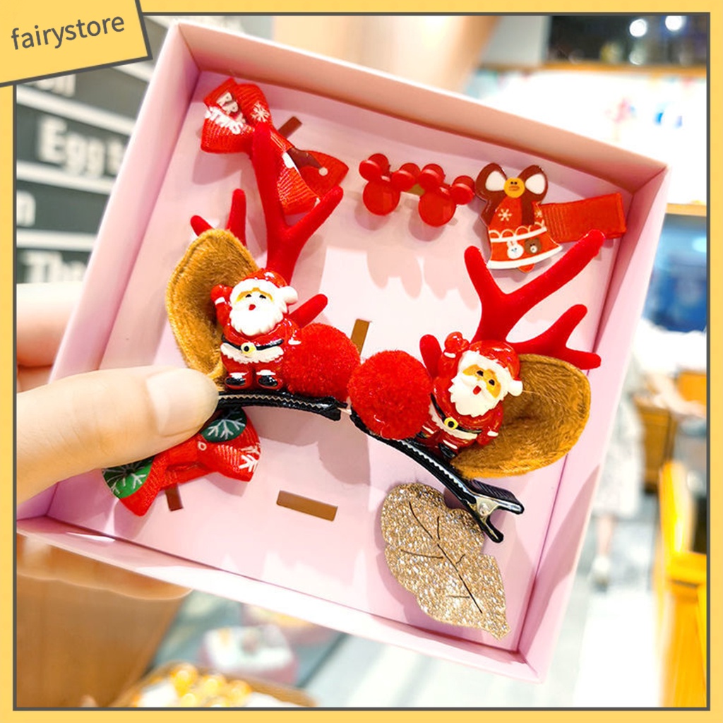 1 Bộ Kẹp Tóc Hình Sừng Hươu Giáng Sinh Bằng Vải Thoải Mái