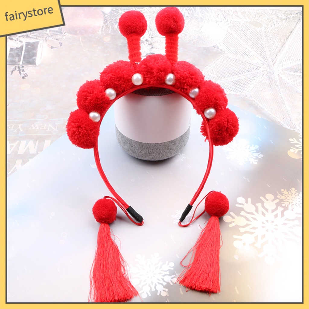 Băng Đô Cài Tóc Chống Trượt Thiết Kế Tua Rua Phong Cách Trung Hoa Mừng Năm Mới