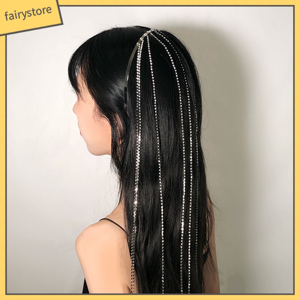 Băng Đô Cài Tóc Đính Đá Phối Tua Rua Bắt Mắt Tinh Tế Cho Nữ