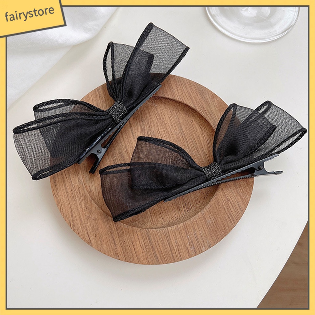 [FRO] Set 2 Kẹp Tóc Nơ Lưới Hai Lớp Chống Trượt Trọng Lượng Nhẹ Có Thể Tái Sử Dụng Trang Trí Tiệc Tùng Dành Cho Nữ