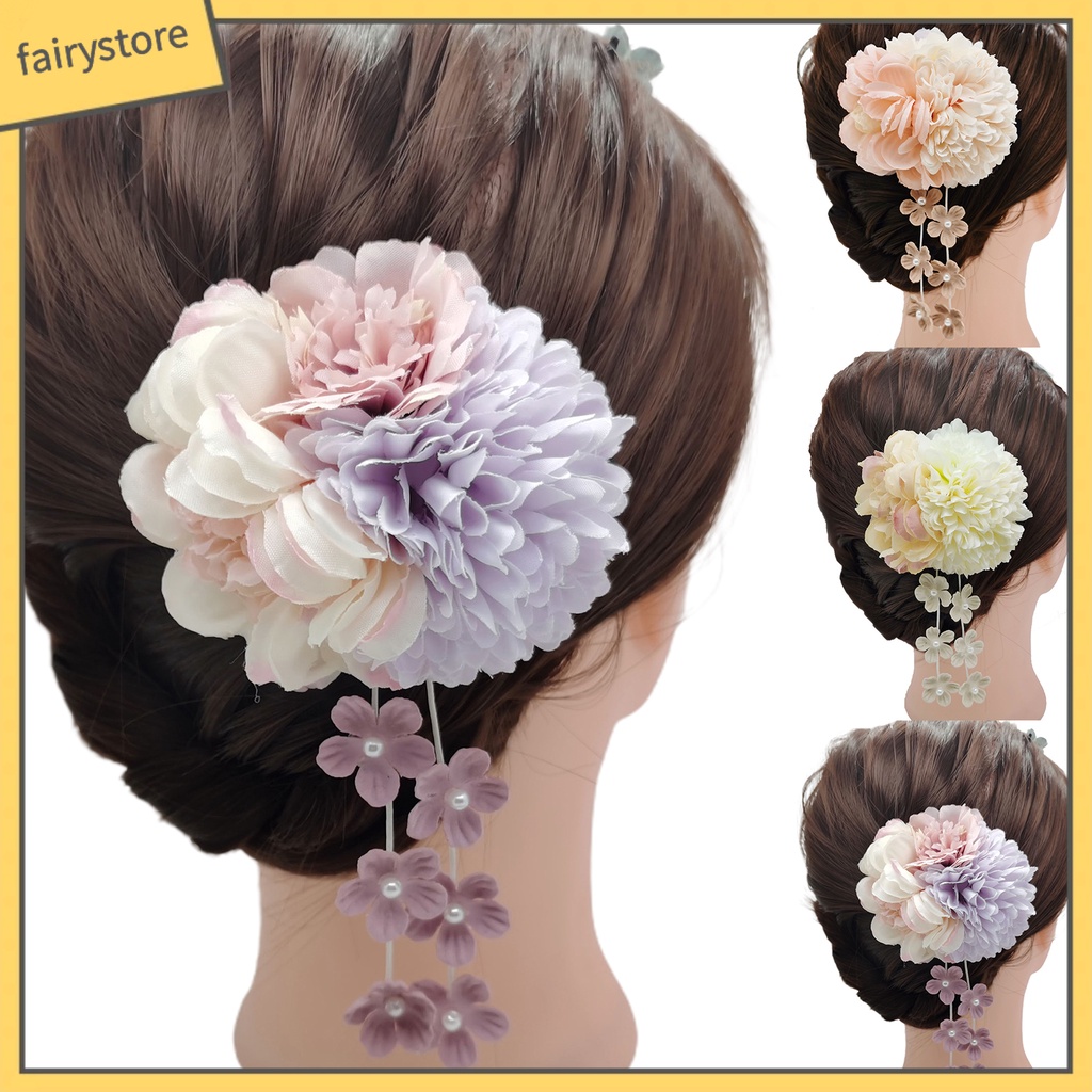 Set 3 Kẹp Tóc Chữ U Đính Hoa Giả Chống Rơi Thời Trang Cho Nữ