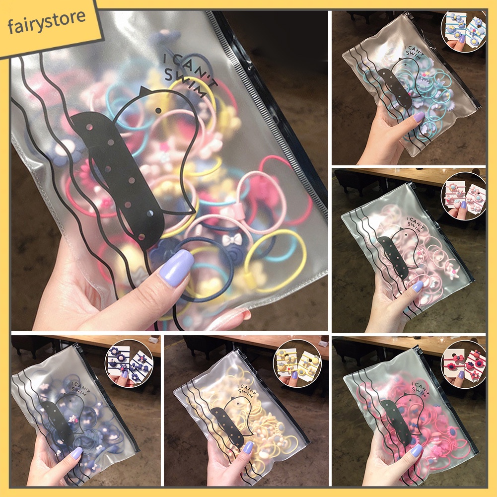 Túi 20 Dây Cột Tóc Co Giãn Đính Hoa Thời Trang Cho Nữ