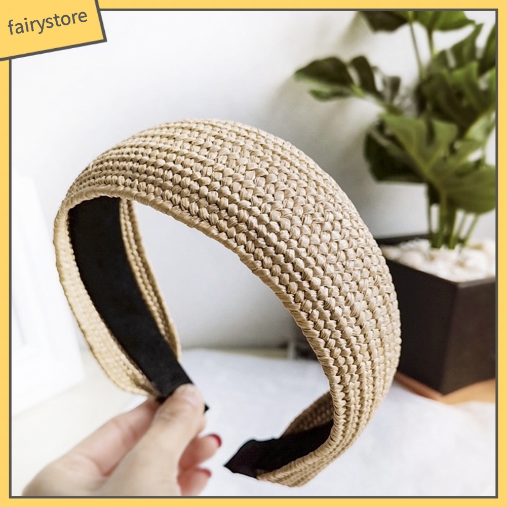 Băng Đô Đan Rơm Thắt Nút Chéo Thời Trang Đi Biển Mùa Hè Cho Nữ