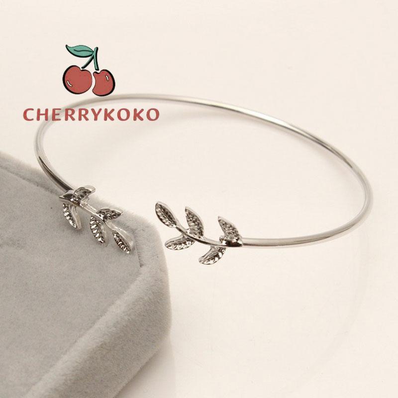🍒🍒CHERRYKOKO Vòng tay hở hình chiếc lá thời trang Hàn Quốc cho nữ
