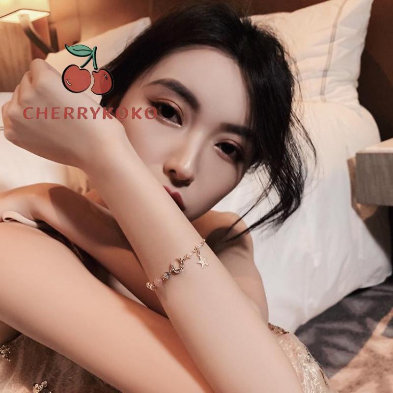 🍒🍒CHERRYKOKO Vòng đeo tay mặt hình ngôi sao/mặt trăng dễ thương phong cách Hàn Quốc cho nữ