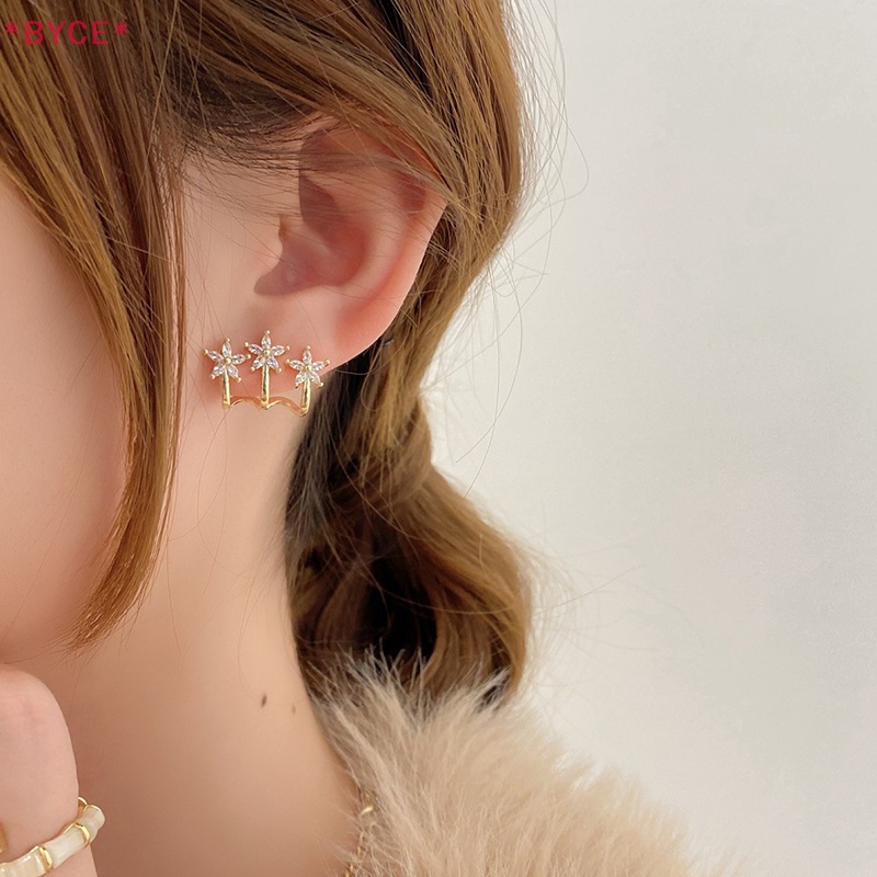 Khuyên Tai Hình Hoa Đính Đá Zircon Phong Cách Hàn Quốc Cho Nữ Mới