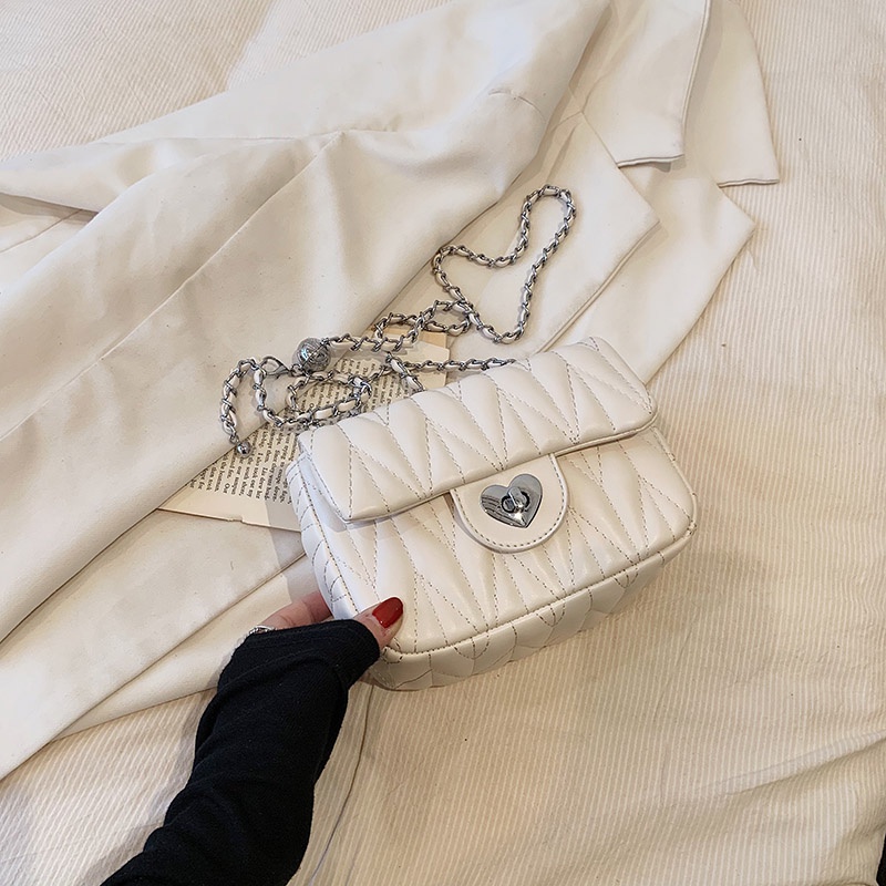 Túi Đeo Chéo Hình Vuông Cỡ Nhỏ Phối Dây Đeo Sợi Xích Thời Trang Sang Trọng Cho Nữ
