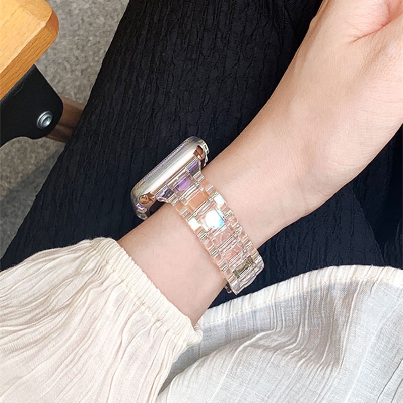 Dây Đeo Trong Suốt Màu Cầu Vồng Laser Cho Đồng Hồ Thông Minh Apple Watch Series 8 7 6 / 5 / 4 3 iWatch 49MM 45MM 44MM 42MM 41MM 40MM 38MM