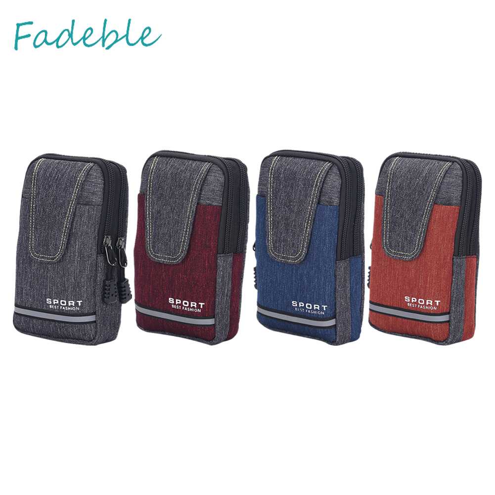 Túi Đựng Điện Thoại Đeo Thắt Lưng Bằng Vải Oxford Kẻ Sọc Phản Quang Cho Nam