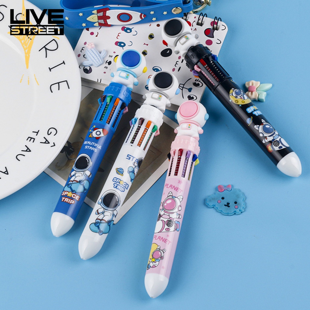 Bút Bi Lăn Mực Không Đổi Màu Hình Phi Hành Gia Hoạt Hình Có Thể Thu Gọn